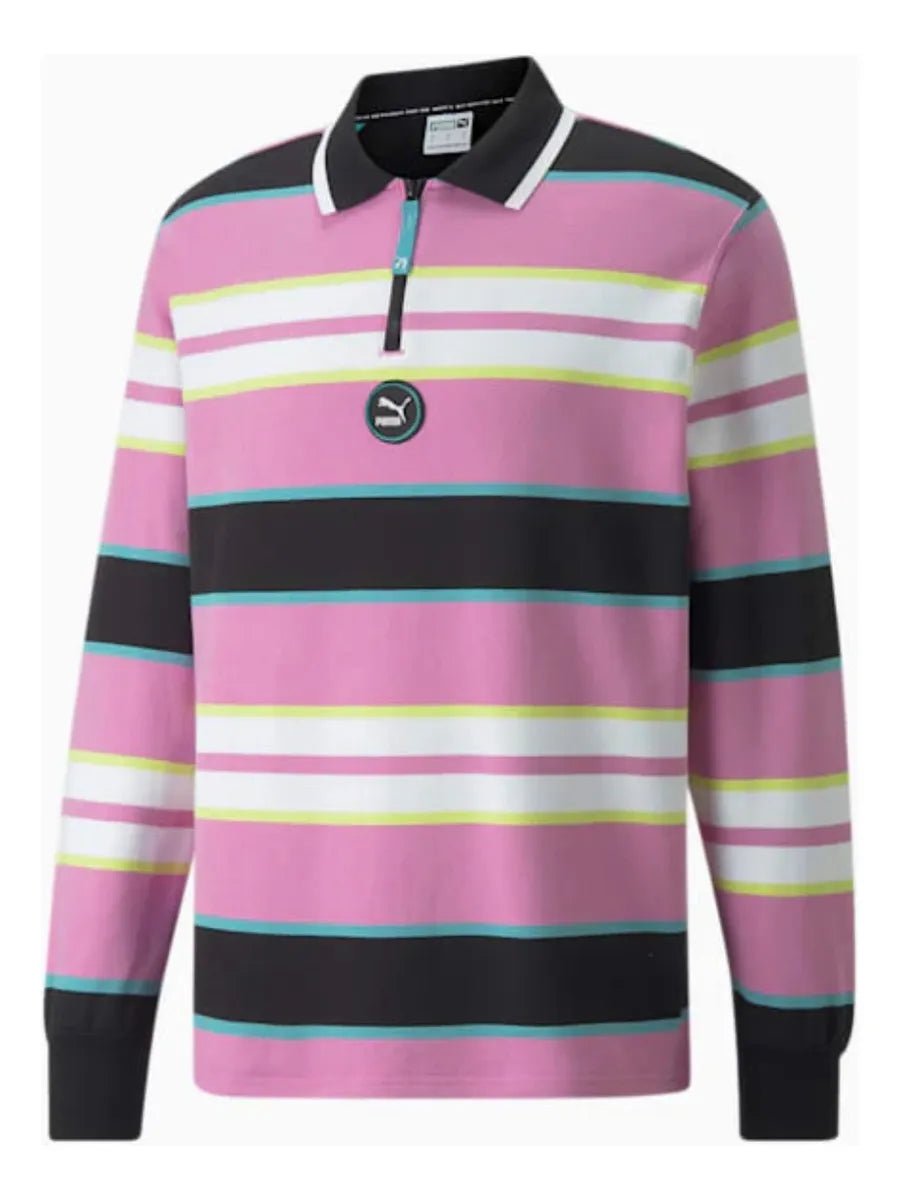 Buzo Puma Rosado A Rayas, Modelo Striped Rugby Polo