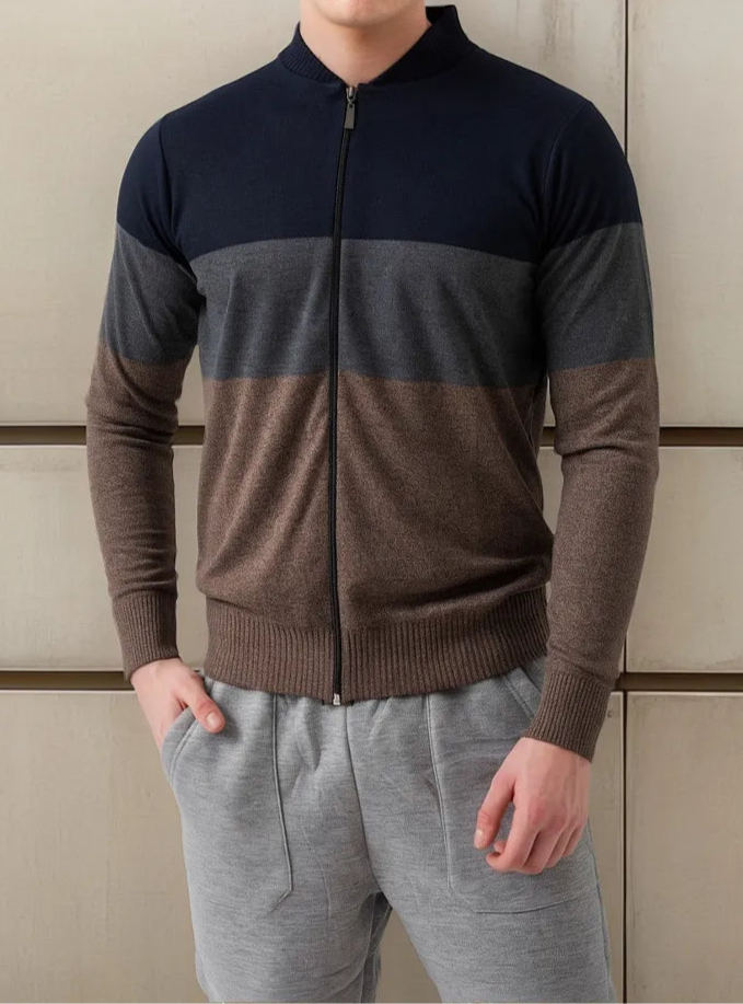 Campera De Hilo Hombre Con Franjas Diferentes Combinaciones